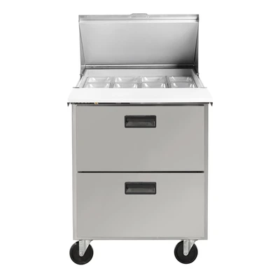 Traulsen CLPT-2708-DW 27.88" W Stainless Steel Centerline By Traulsen Compact Prep Table Refrigerator with Roll-Top Lid - 115 Volts