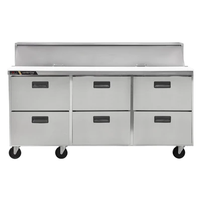 Traulsen CLPT-7220-DW 72.5" W Stainless Steel Centerline By Traulsen Compact Prep Table Refrigerator with Roll-Top Lid - 115 Volts