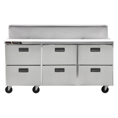 Traulsen CLPT-7220-DW 72.5" W Stainless Steel Centerline By Traulsen Compact Prep Table Refrigerator with Roll-Top Lid - 115 Volts