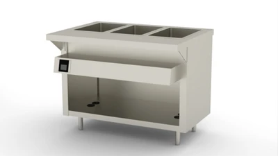Duke EW-4-DLPG 60" W Stainless Steel 4 Pan Stationary Open Storage Base Thurmaduke Deluxe Ganged Waterless Well Unit