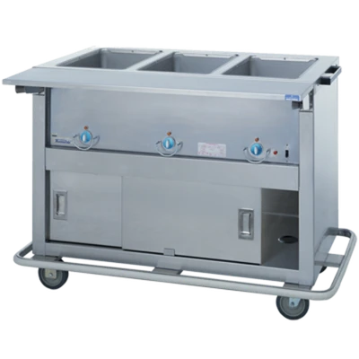 Duke EP-6-CBPG 88" W Stainless Steel 6 Pan Mobile Enclosed Shelf Base Thurmaduke Steamtable