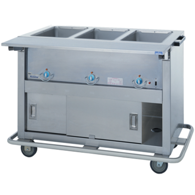 Duke EP-6-CBPG 88" W Stainless Steel 6 Pan Mobile Enclosed Shelf Base Thurmaduke Steamtable