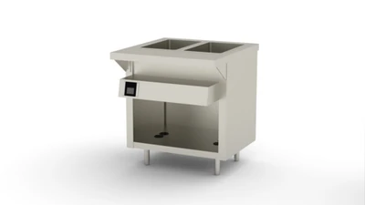 Duke EW-2-DLSS 32" W Stainless Steel 2 Pan Stationary Open Storage Base Thurmaduke Deluxe Ganged Waterless Well Unit