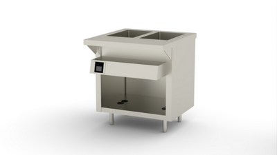 Duke EW-2-DLSS 32" W Stainless Steel 2 Pan Stationary Open Storage Base Thurmaduke Deluxe Ganged Waterless Well Unit