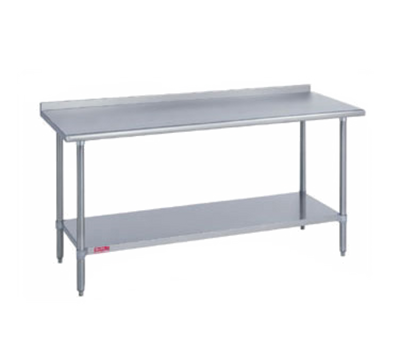 Duke 314-24132-2R 24" D x 132" W Stainless Steel Work Table with Undershelf and 1.5" Backsplash