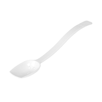 Thunder Group PLBS110WH 0.75 Oz. White Polycarbonate Perforated 10" Buffet Spoon