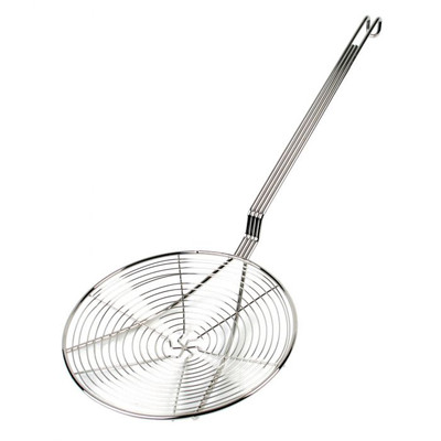 Thunder Group SLSKS009 9" Dia. x 22" L Nickel Plated Spiral Wire Round Skimmer