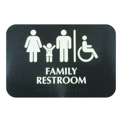 Thunder Group PLIS9601BK 9" W x 3" H "Family Restroom" Information Symbol Sign