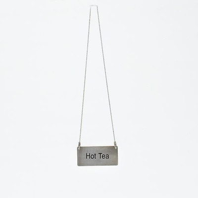 Thunder Group SLCS3172 3.5" L x 1.75" H Stainless Steel "Hot Tea" Beverage Chain Sign