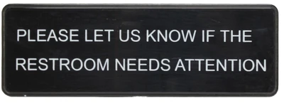 Thunder Group PLIS9334BK 9" x 3" White Information Symbol Sign