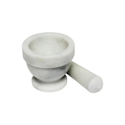 Thunder Group MRGR003 3" Dia. Marble Bowl Style Mortar and Pestle