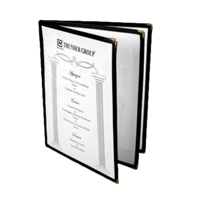 Thunder Group PLMENU-L3BL Black Plastic Laminate 3-Page Book Fold Menu Cover