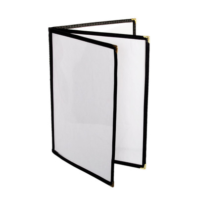 Thunder Group PLMENU-L3BL Black Plastic Laminate 3-Page Book Fold Menu Cover