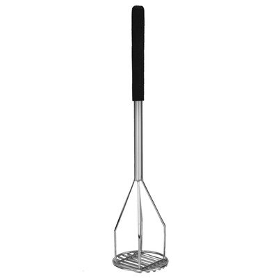 Thunder Group SLPMR024C 24" L Chrome Plated Round Face Soft Grip Handle Potato Masher