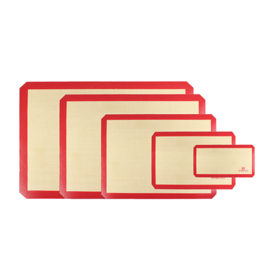 Thunder Group PLBM1216S Ivory with Red Trim Rectangular High Heat Silicone Baking Mat