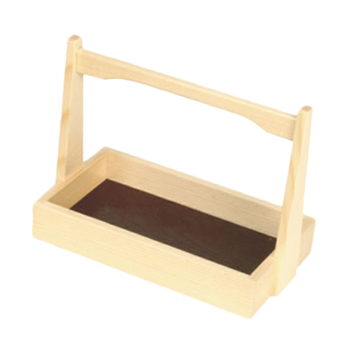 Thunder Group K109 6.5" W x 3.75" D Brown Shiraki Wood Shoyu Sauce Holder Tray with Handle