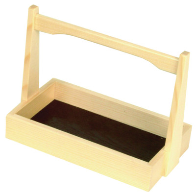 Thunder Group K109 6.5" W x 3.75" D Brown Shiraki Wood Shoyu Sauce Holder Tray with Handle