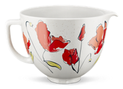 KitchenAid KSM2CB5PPY 5 Qt. Poppy Ceramic Pattern Stand Mixer Bowl