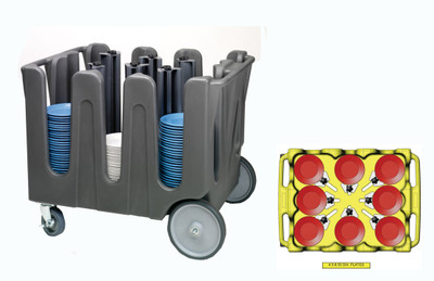 Vollrath ADC-8 40"W x 30"D x 31-1/16"H Gray (8) Stacks Round Plates Dual Side Handles Vinyl Cover (4) Casters (2) Braked Traex Adjustable Dish Caddy