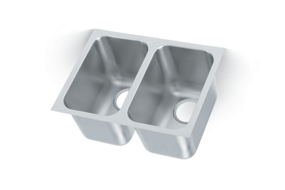 Vollrath 10102-1 14" W x 10" D x 10" Deep 3 1/2" Drain 1" Flange Square Corners Heavy Weight 20 Gauge Stainless Steel Weld-In / Undermount Sink