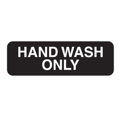 Vollrath 4504 3" x 9" White on Black Hand Wash Only Sign