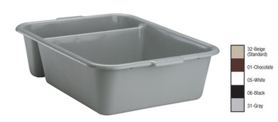 Vollrath 1721-01 22-7/8"W x 17-3/4"D x 6-1/8" 2 Compartment Chocolate Deep Polyethylene Traex Divided Bus Box