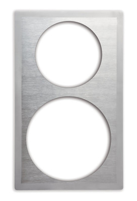 Vollrath 8243316 21.13" W x 12.75" D Stainless Steel Satin Edge for (1) Large and (1) Small Round Cutouts Miramar Single Size Template