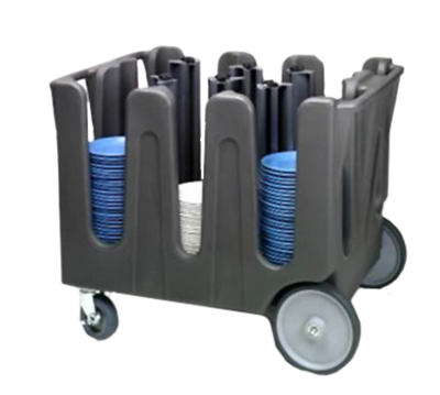 Vollrath ADC-14 40"W x 30"D x 31-1/16"H Gray (13) Stacks Round Plates Dual Side Handles Vinyl Cover (4) Casters (2) Braked Traex Adjustable Dish Caddy