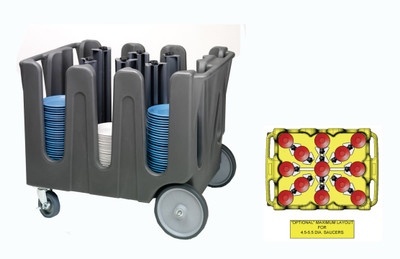 Vollrath ADC-14 40"W x 30"D x 31-1/16"H Gray (13) Stacks Round Plates Dual Side Handles Vinyl Cover (4) Casters (2) Braked Traex Adjustable Dish Caddy