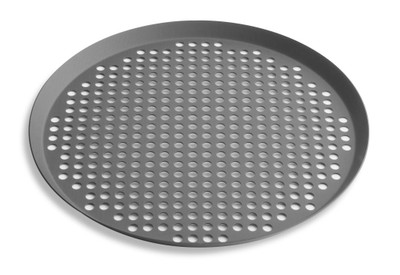 Vollrath PC12XPHC 12" Diameter x 3/4" Deep 14 Gauge 1 1/2 mm 3000 Series Hard Coat Anodized Finish Press Cut Pizza Pan