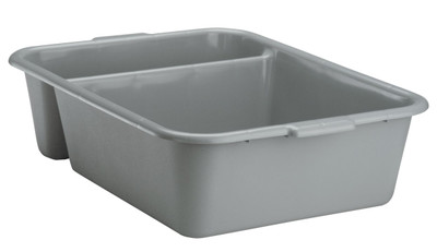 Vollrath 1721-31 22-7/8"W x 17-3/4"D x 6-1/8" 2 Compartment Gray Deep Polyethylene Traex Divided Bus Box