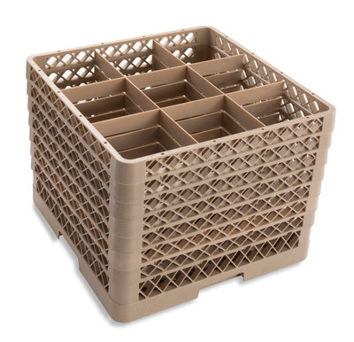 Vollrath TR10FFFFFFF 19.75" x 19.75" Beige Co-Polymer Plastic (9) Compartments Full Size Glass / Stemware Rack