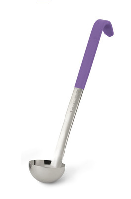 Vollrath 4980280 2 Oz. Stainless Steel Grooved Hook Purple Handle with Satin Finish Heavy Duty One-Piece Ladle