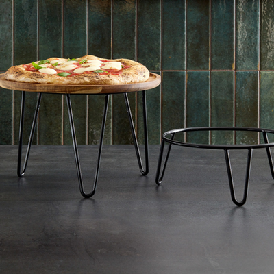 American Metalcraft RSRBH7 9.8&quot; Dia. Black Rubber Coated Steel Round Rubberized Pizza Stand