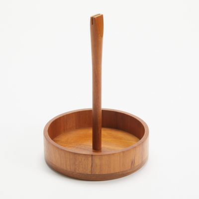 American Metalcraft CCAW7 7.25" Dia. Natural Acacia Wood Condiment Caddy