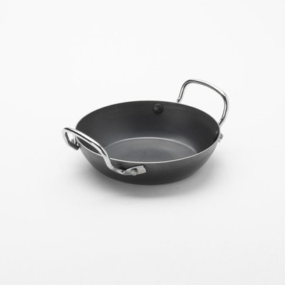 American Metalcraft BSPP6 7.75" Dia. Black Steel Round Paella Pan