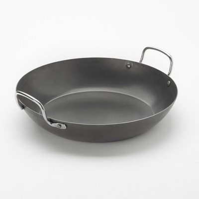 American Metalcraft BSPP11 12.25" Dia. Black Steel Round Paella Pan