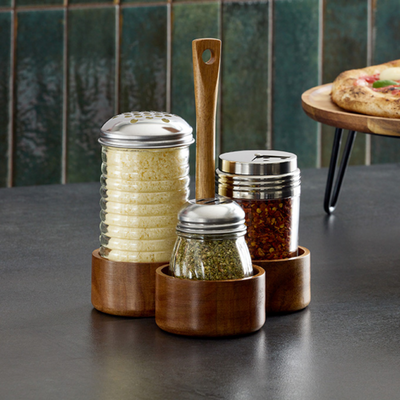 American Metalcraft SCAW7 6.5&quot; W x 8.6&quot; H Acacia Wood Loft Collection Shaker Caddy