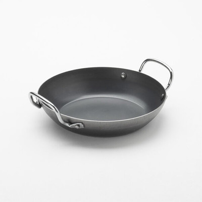 American Metalcraft BSPP8 9.5" Dia. Black Steel Round Paella Pan