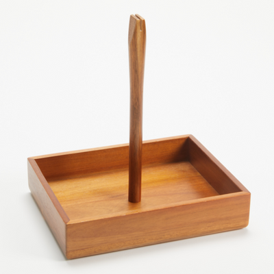 American Metalcraft CCAW9 9.13" L Natural Acacia Wood Condiment Caddy