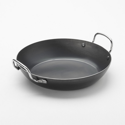 American Metalcraft BSPP9 11&quot; Dia. Black Steel Round Paella Pan