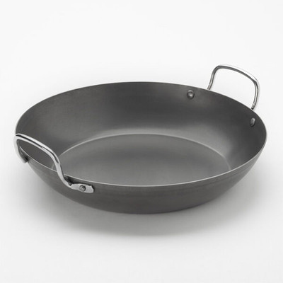 American Metalcraft BSPP12 14.20" Dia. Black Steel Round Paella Pan