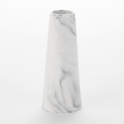 American Metalcraft BVTM9 1.5" W White Marble Ceramic Tower Bud Vase