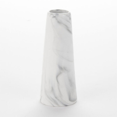 American Metalcraft BVTM9 1.5" W White Marble Ceramic Tower Bud Vase