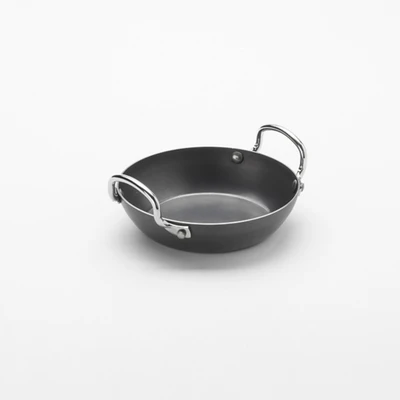 American Metalcraft BSPP5 6.75" Dia. Black Steel Round Paella Pan