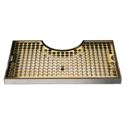 Micro Matic DP-1020DSSPVD 14" W x 8" D Stainless Steel and Brass with Drain Drip Tray Trough