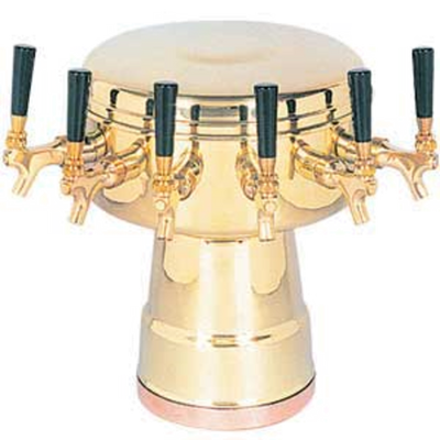 Micro Matic MTB-6BR Brass 6 Faucets Mushroom Draft Beer Tower
