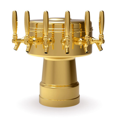 Micro Matic MTB-6BR Mushroom 6 Faucets Brass Draft Beer Tower - Air Cooled