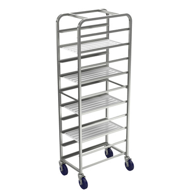 Winholt AL-1012 13" D x 27" W x 67" H Aluminum Full Height Open Sides Mobile Platter Rack