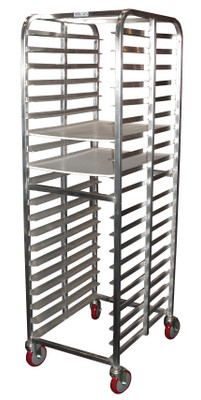 Winholt AL-1820B-XB-2LC 20 Pans Aluminum Full Height End Loading 2 Locking Casters Mobile Pan Rack